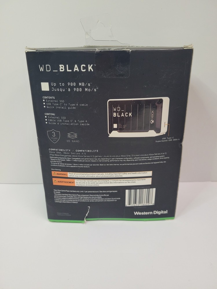 WD _ Black External SSD - XBOX ... 900MB ( B339 )