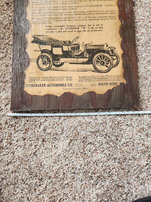 Vintage Studebaker "40" Hanging Wal Plaque Print Advertising