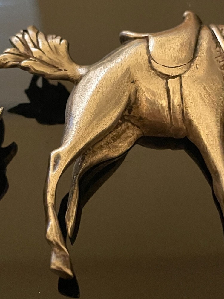 2 Silver tone Metal Horse Appliques