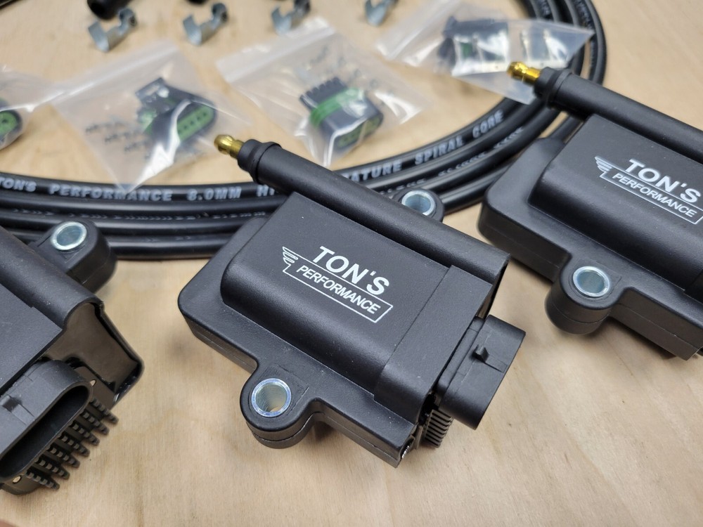 Ton's Performance IGTB 4 Cylinder Ignition Coil Conversion Kit Plug Wire Set 180