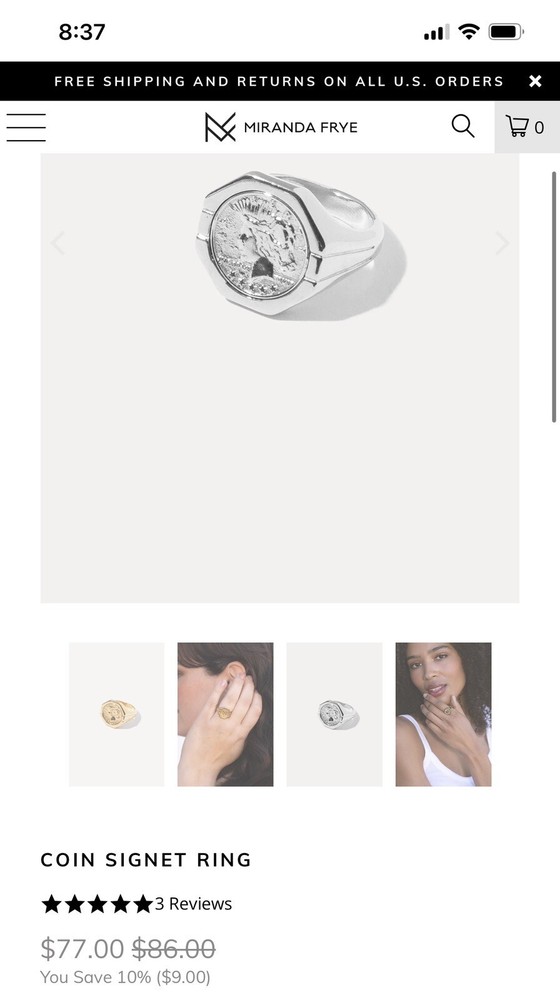 Miranda Frey Coin Signet Ring Silver