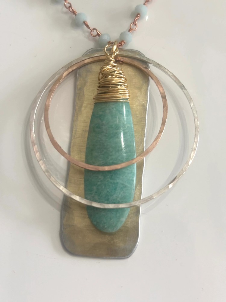 Amazonite Long Teardrop Dangle Necklace
