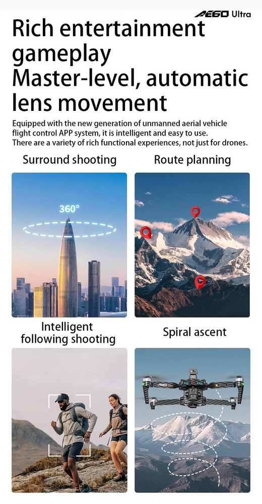 AE60 Screen Control Drone GPS FPV 7KM 3-axis Gimbal 4K Camera Obstacle Avoidance