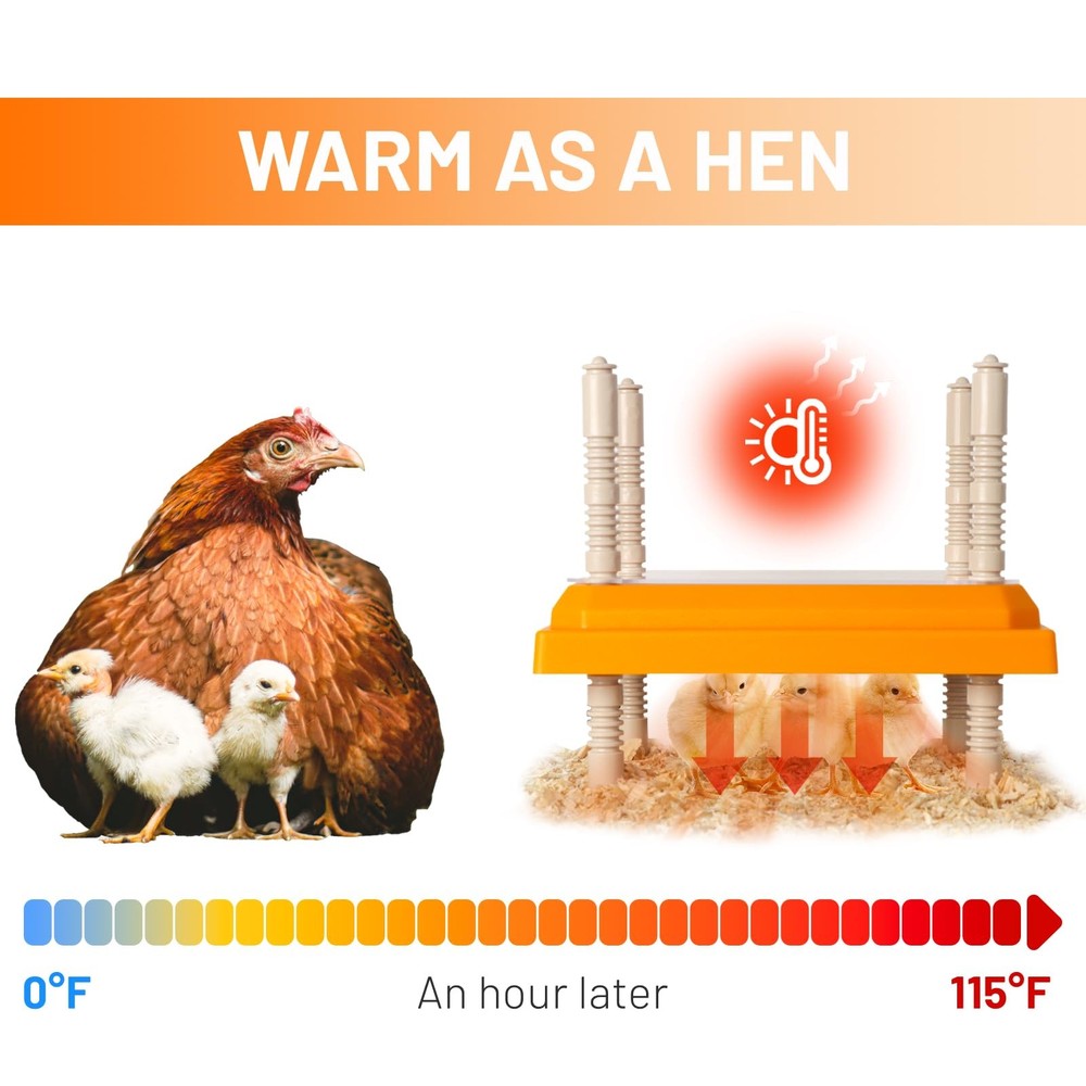 Brooder Heater for Chicks, 10" x 10" for 15 Chicks Heating Plate with Adjusta...