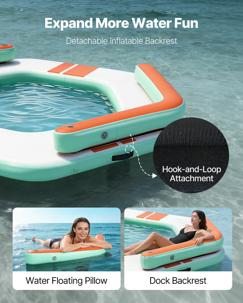 Inflatable Floating Dock 8.5x8.5FT Water Platform w/Ladder Bag