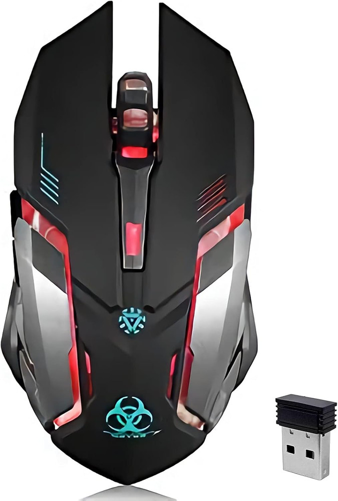 Wireless Gaming Mouse, C8 Silent Click Wireless Rechargeable Mouse with Colorful