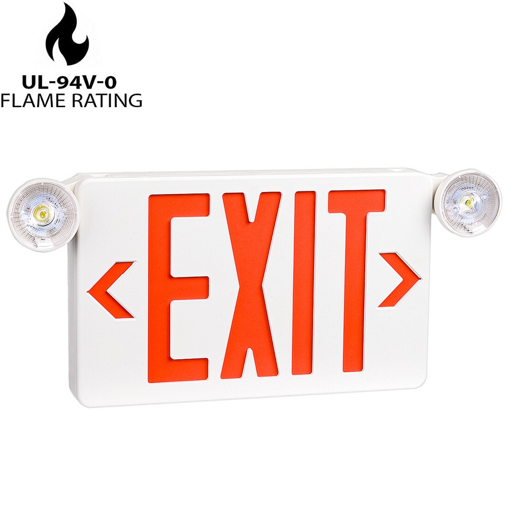 Red LED Exit Sign, UL-Listed Emergency Light - Dual LED Lamp ABS Fire Resistance