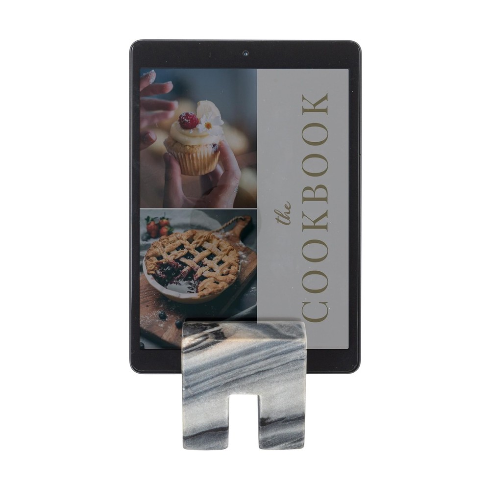Contemporary Marble Cookbook Stand, Grey