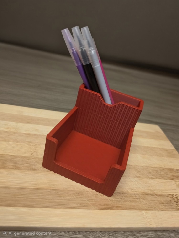 Red Plastic PLA Desktop Organizer with Pencil Holder
