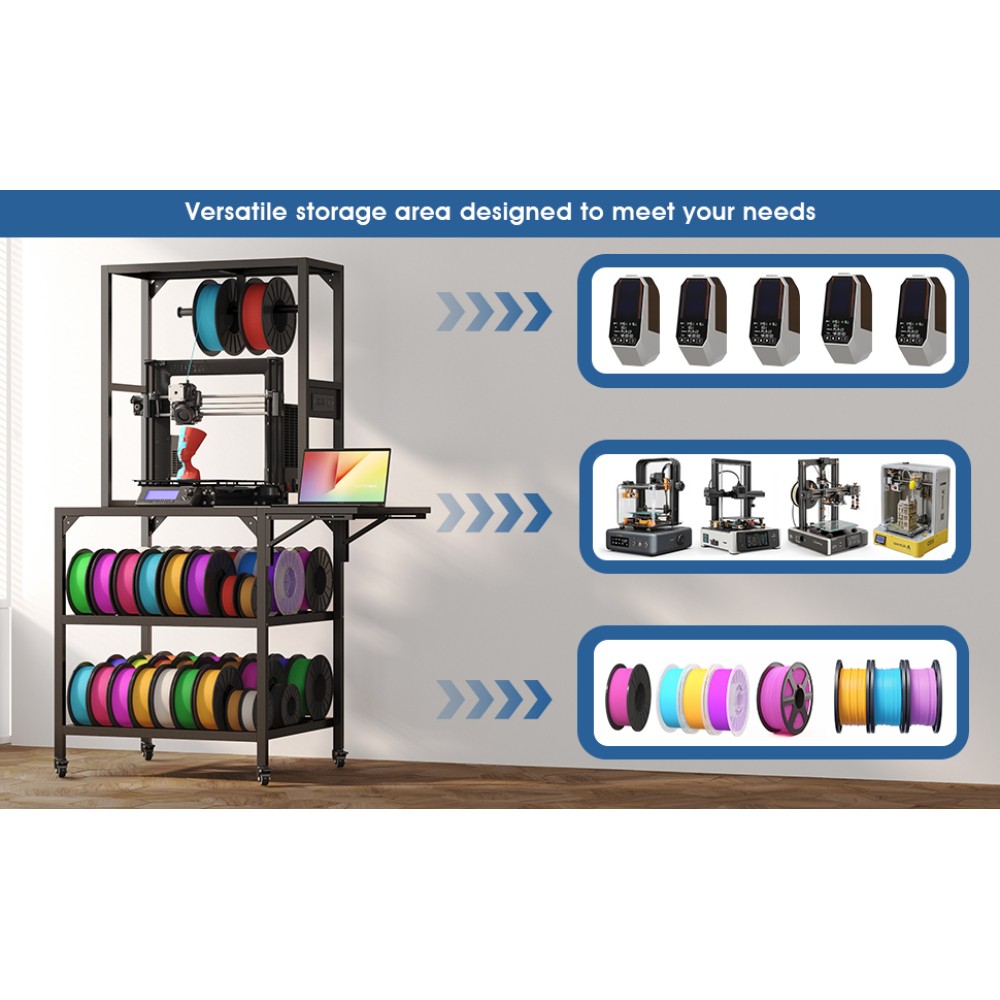 3D Printer Stand Heavy Duty - Sturdy 3D Printer Table with Filament Storage Rack