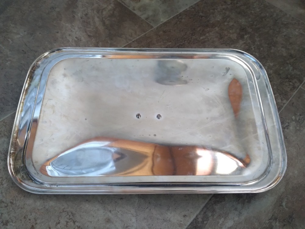 Vintage Silver Plate Serving Dish Lid 15 x 9 Inches Grape Handle