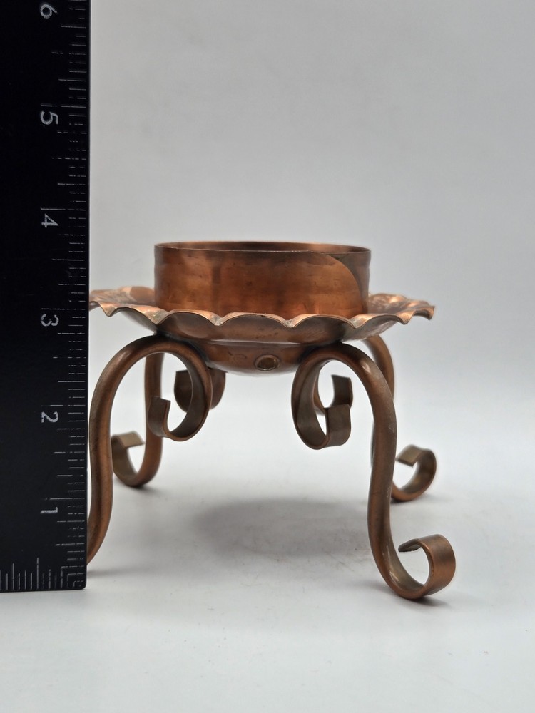 1960s Gregorian Pair Solid Copper Candle Holders • Arts & Crafts • USA