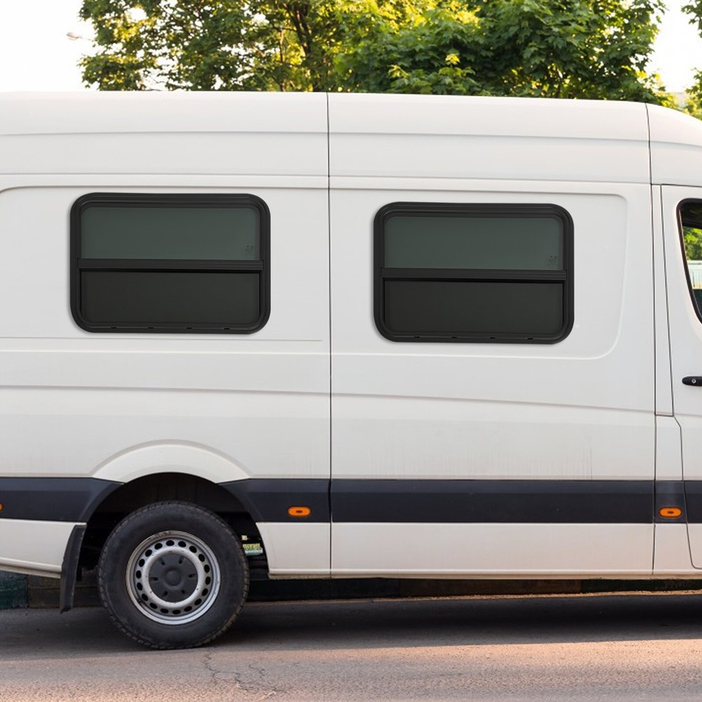 Vertical RV Window Set - 2 Durable Tempered Glass Sliding Windows