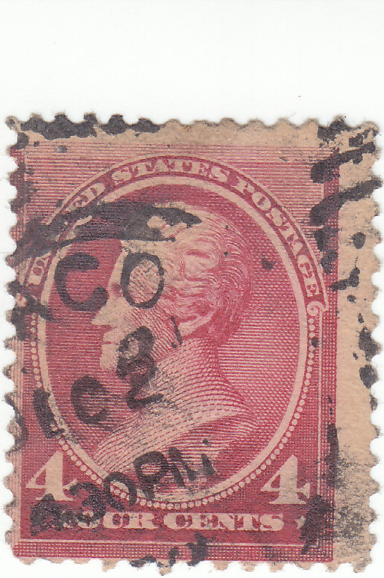 Scott # 215 - 4c Carmine - Jackson -  Used - SCV - $27.50