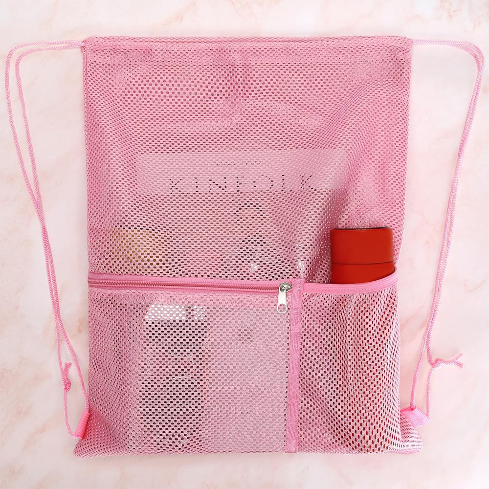 2 PACK Mesh Drawstring Backpack Bag, Multifunction Mesh Bag for Swimming, Athlet