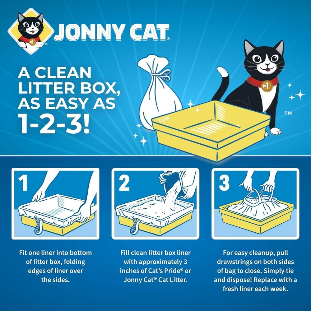 5 Pack of Jumbo Litter Box Liners - Durable, Leak-Proof, Drawstring Closure