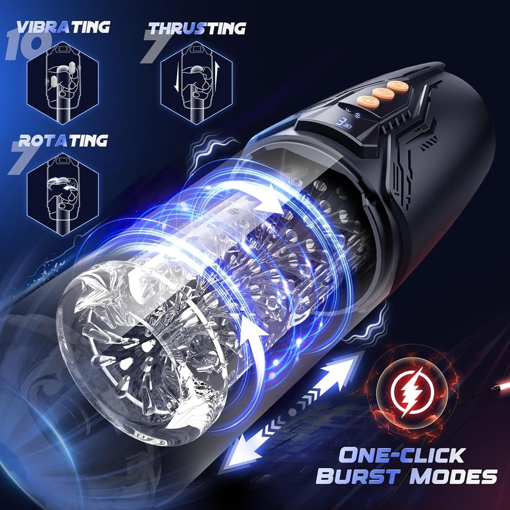 Male Masturbators Automatic Handsfree Thrusting Rotating Stroker Lubricants Cup