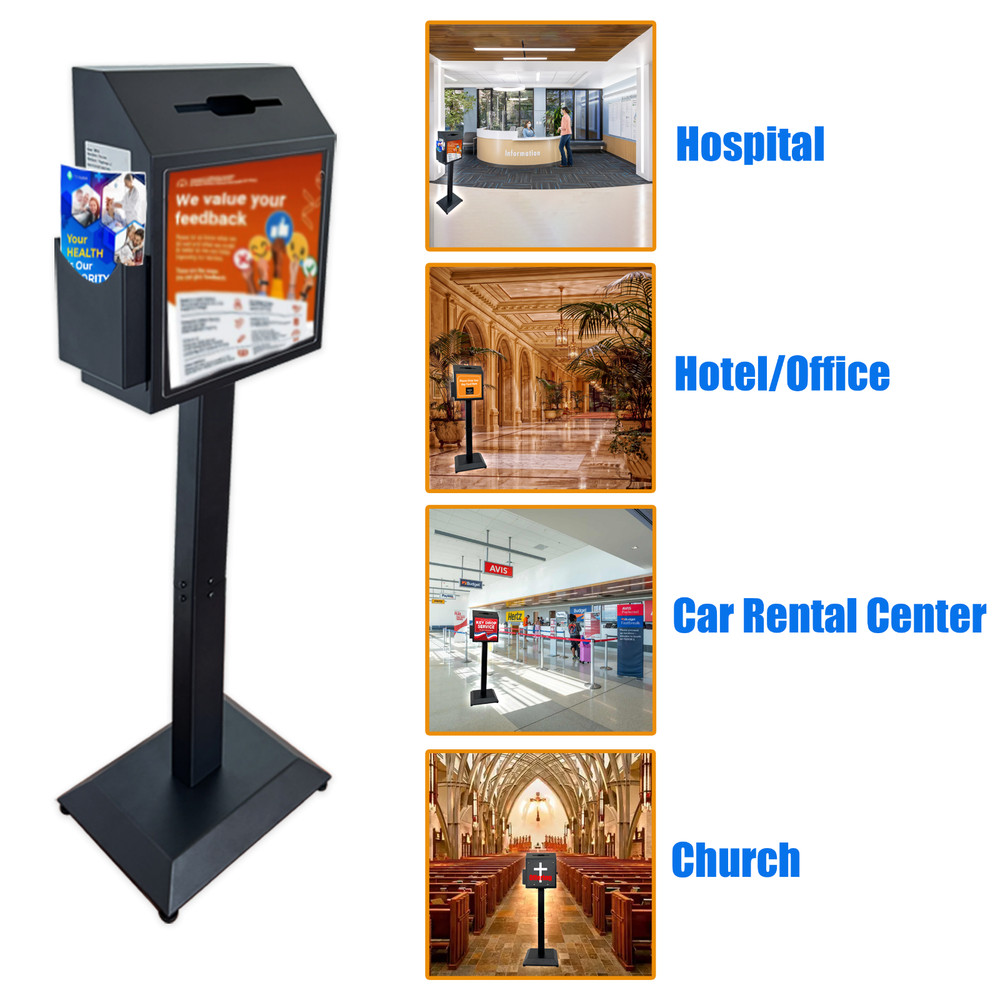 OPEN BOX Suggestion Box, Floor Standing Offering Box with Combination Lock