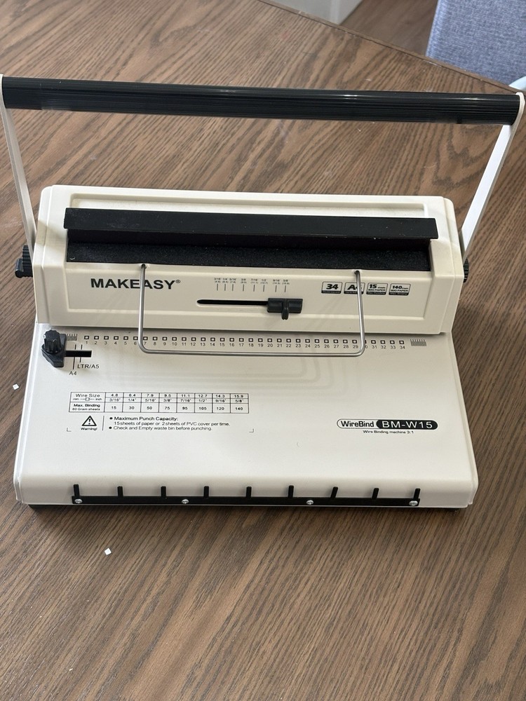 MAKEASY WireBind BM-W15 Wire Binding Machine 3:1 A4 34 Hole Punch Manual