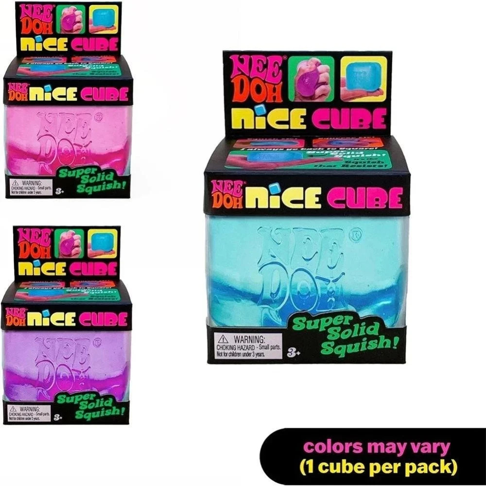 Nee Doh Nice Cube - Super Solid Squish Blue,Pink,Purple 1/2/3Pcs