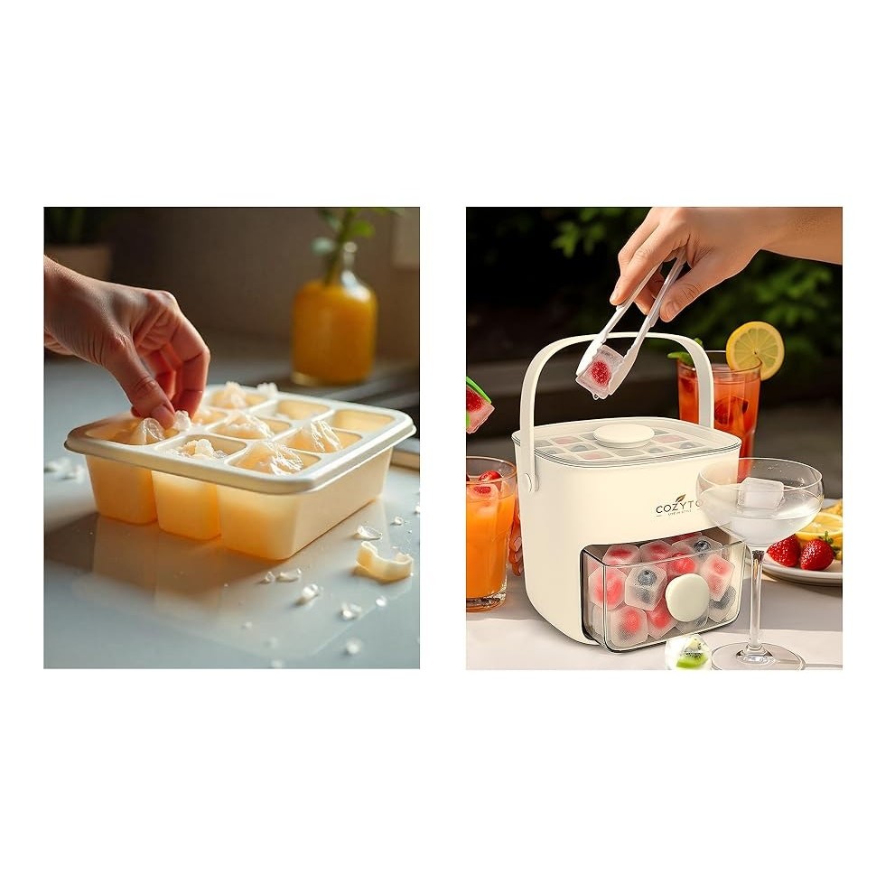 CubeGo Ice Cube Tray with Lid & Bin 48 Cubes One Press Release New