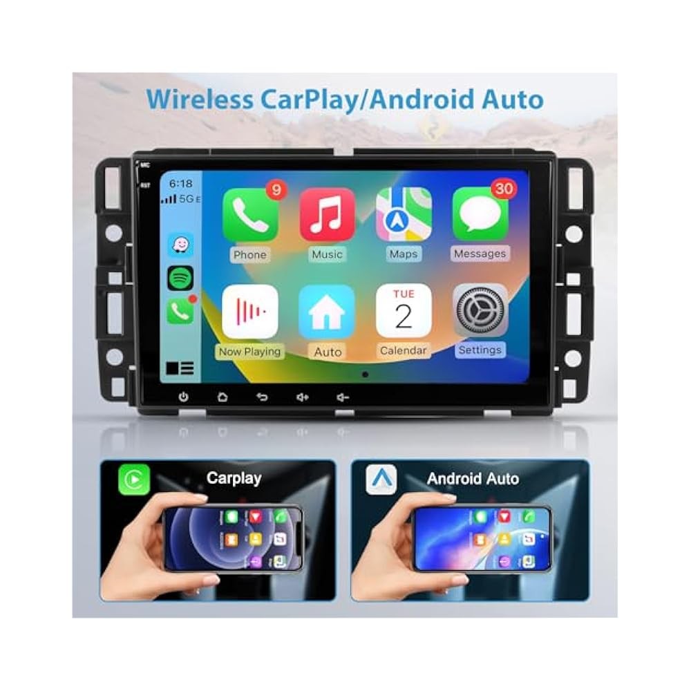 For 8,inch Touch Screen Car Stereo, Wireless CarPlay & Android Auto, Android