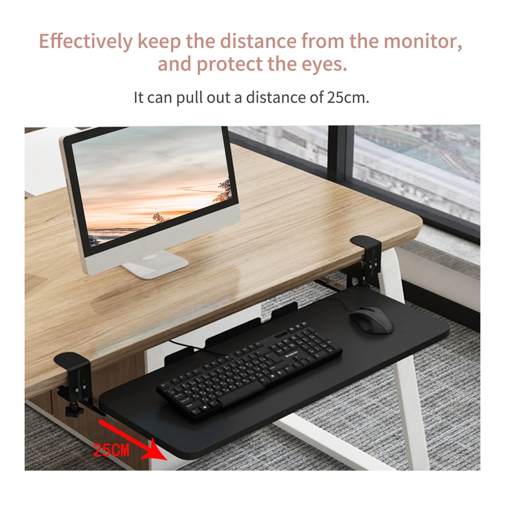 Clamp On Keyboard Tray Under Desk Pull Out Platform Height Adjustable L7Y7