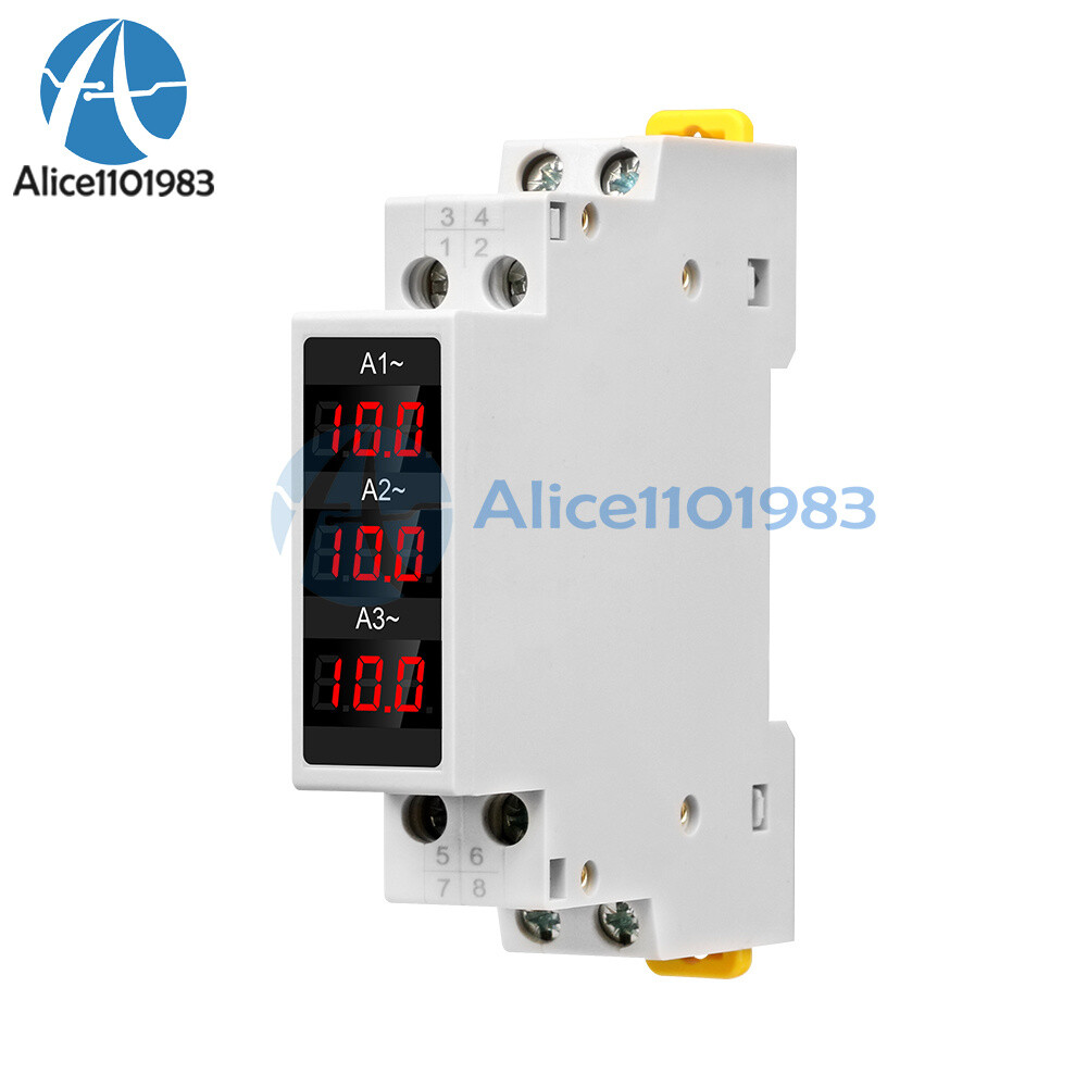 AC 80-500V 1-100A DIN Rail AC Ammeter Digital Display Voltage Current Meter