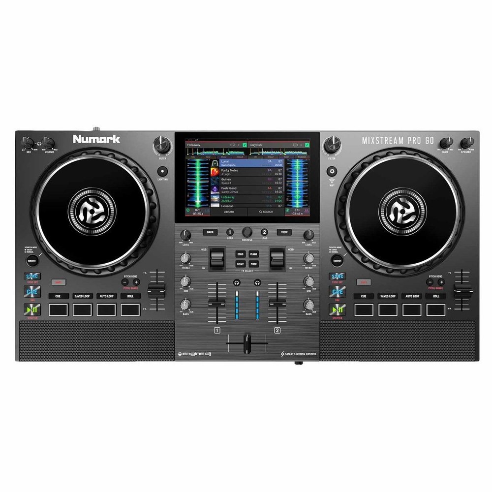 Numark MIXSTREAM PRO GO Battery Powered DJ Controller w Mackie Thump 8" Speakers