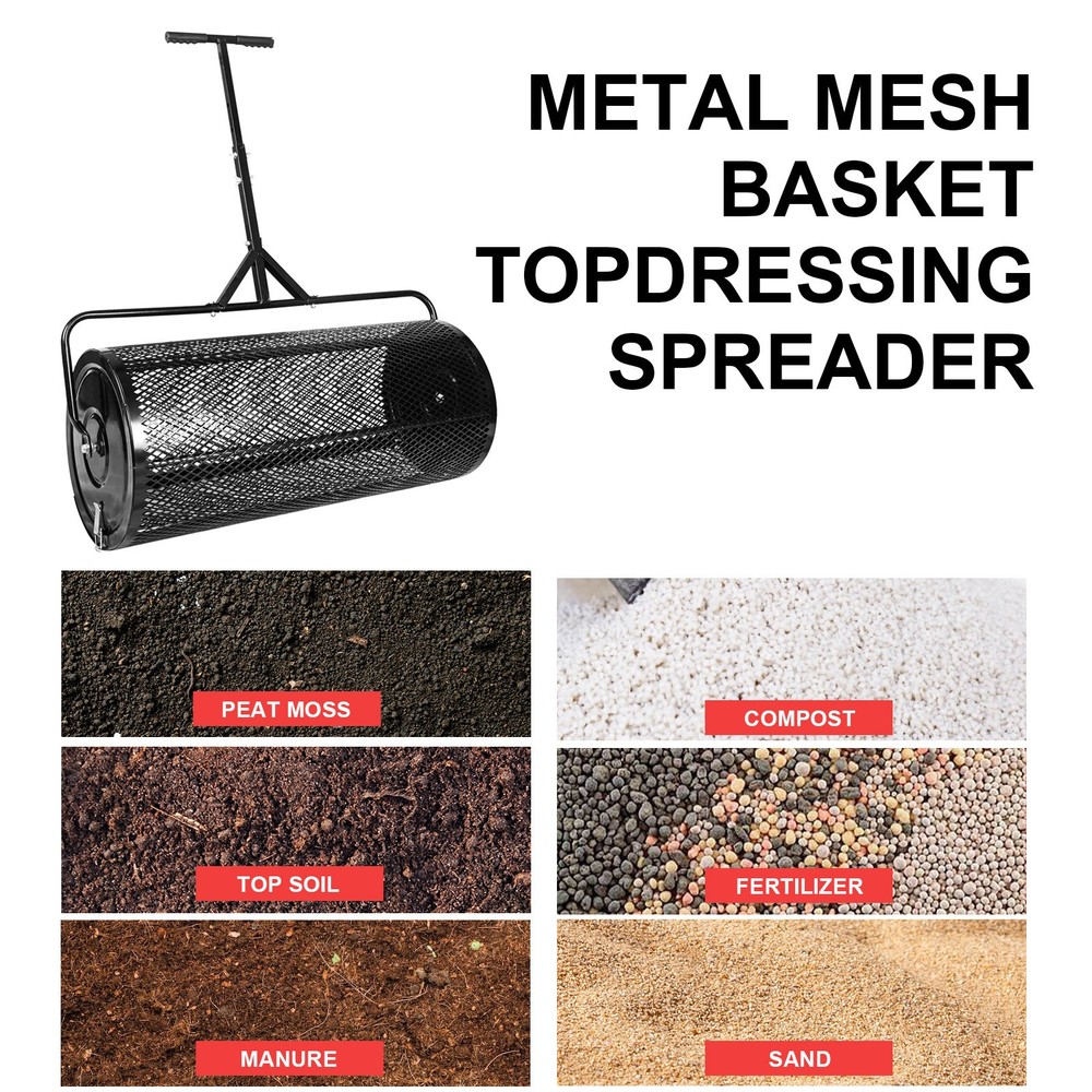 36 Inch Compost Spreader Peat Moss Spreader with T Shaped Handle Adjustable