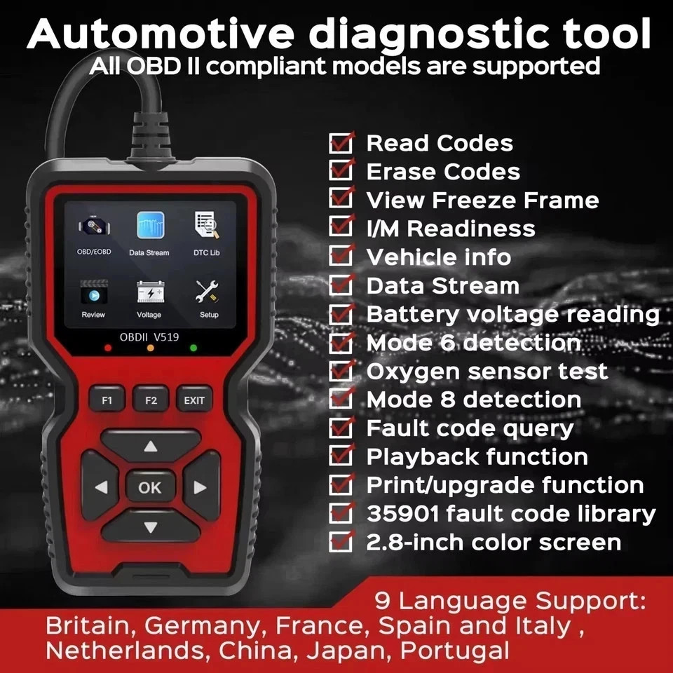 Professional OBD2 V519 Scanner - 2025 Upgraded OBDII + CAN Code Reader**********