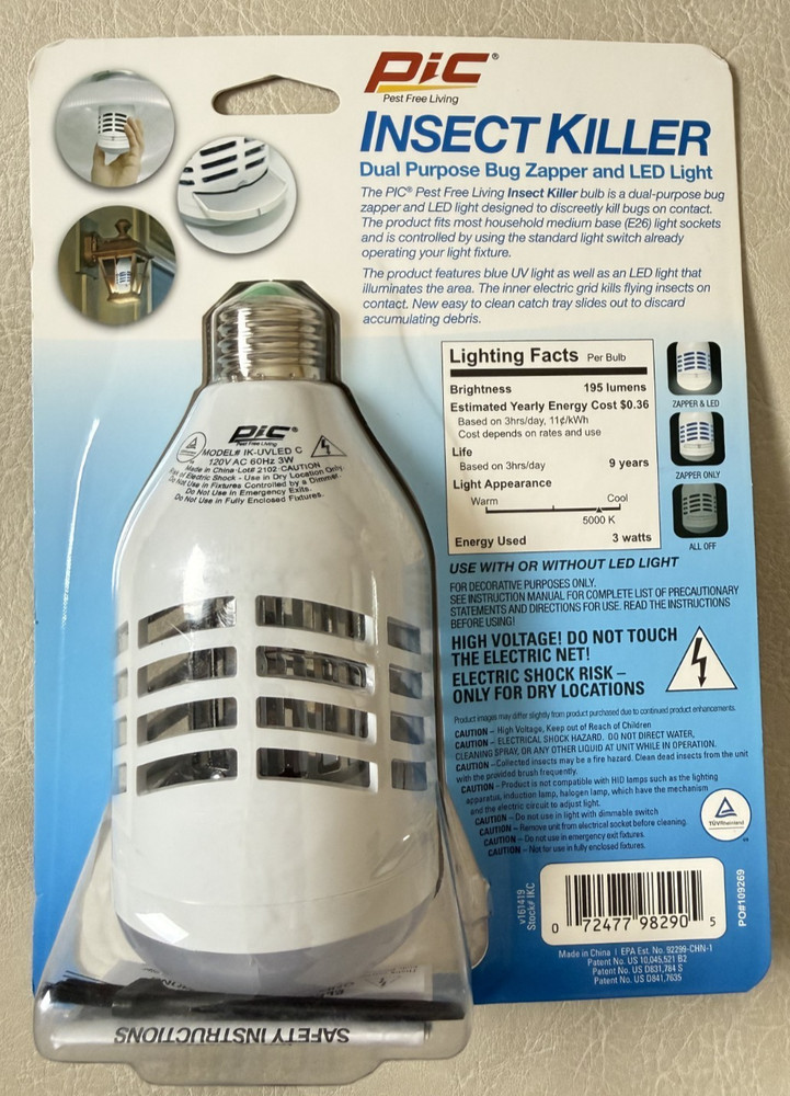 PIC Dual Purpose Bug Zapper and LED Light NEW