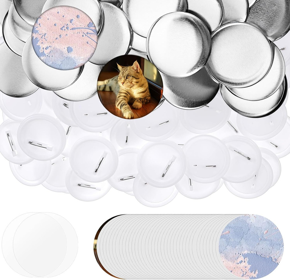 100 Sets 2.25 Inch Button Maker Supplies, 400 Pcs 58Mm Button Supplies Include M