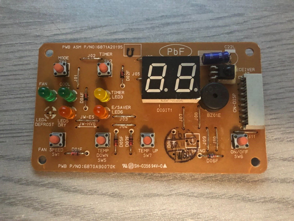 6871A20195U / Lg Ac Window Wall Unit Display Board