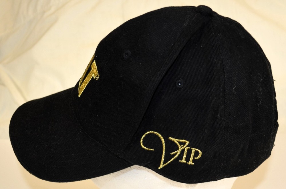 Caterpillar Cat VIP Hat Baseball Cap Hook and Loop Strapback Black Gold