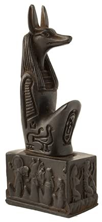 Anubis Kneeling Statue Black - 5" - Made in Egypt