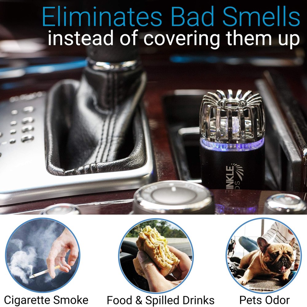 Car Air Purifier Ionizer - 12V Plug-in Ionic Anti-Microbial Car Deodorizer wi...