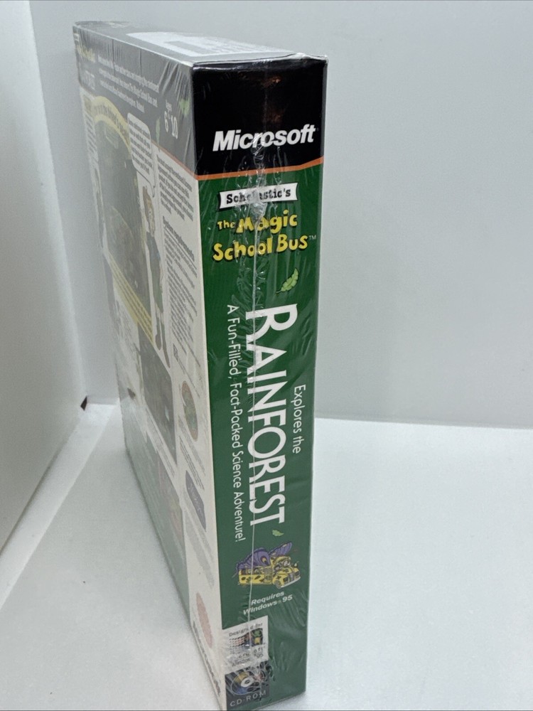 1997 Microsoft MAGIC SCHOOL BUS Explores The Rainforest CDROM Big Box SEALED PC