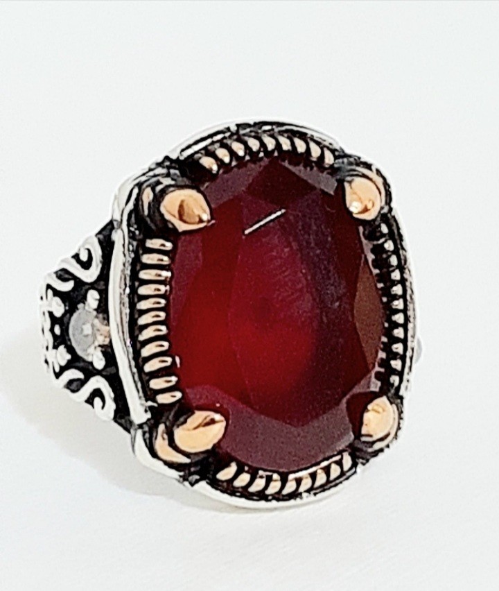 925 SILVER RING Men Solitaire Spinel Ring Sterling Man $
