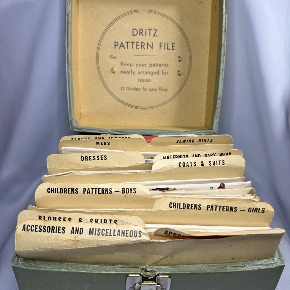 Vintage Dritz Sewing Pattern File Box Filled With Patterns