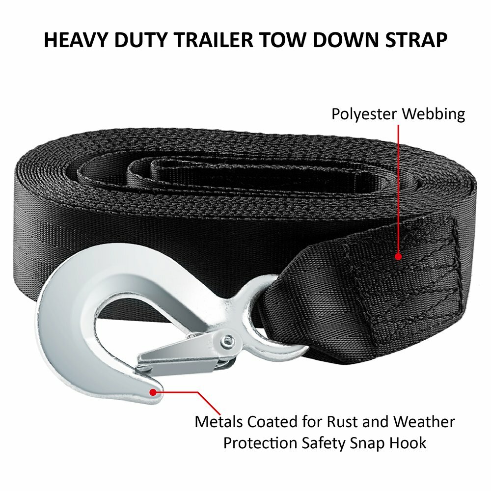 10000 lbs DELUXE BOAT TRAILER REPLACEMENT WINCH STRAP 2" x20' & SNAP HOOK QUICKS