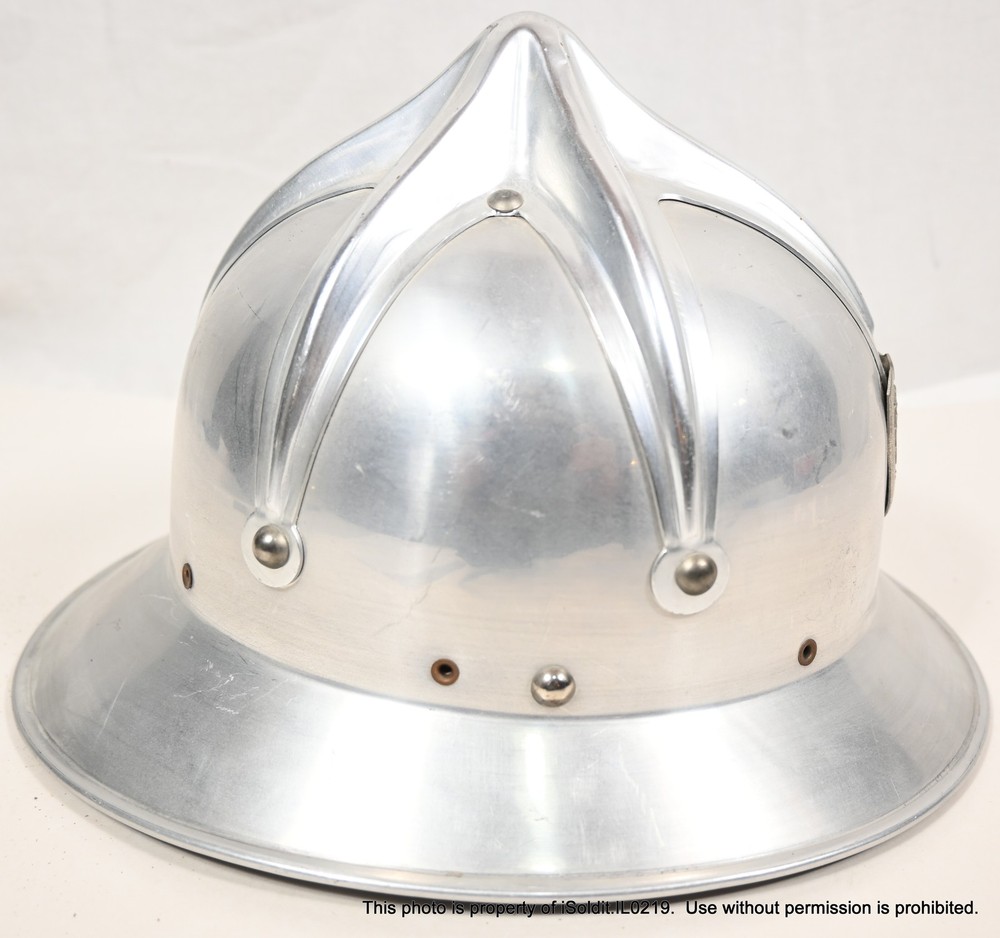 VINTAGE SILVER METAL HELMET with EAGLE & RED CROSS EMBLEM