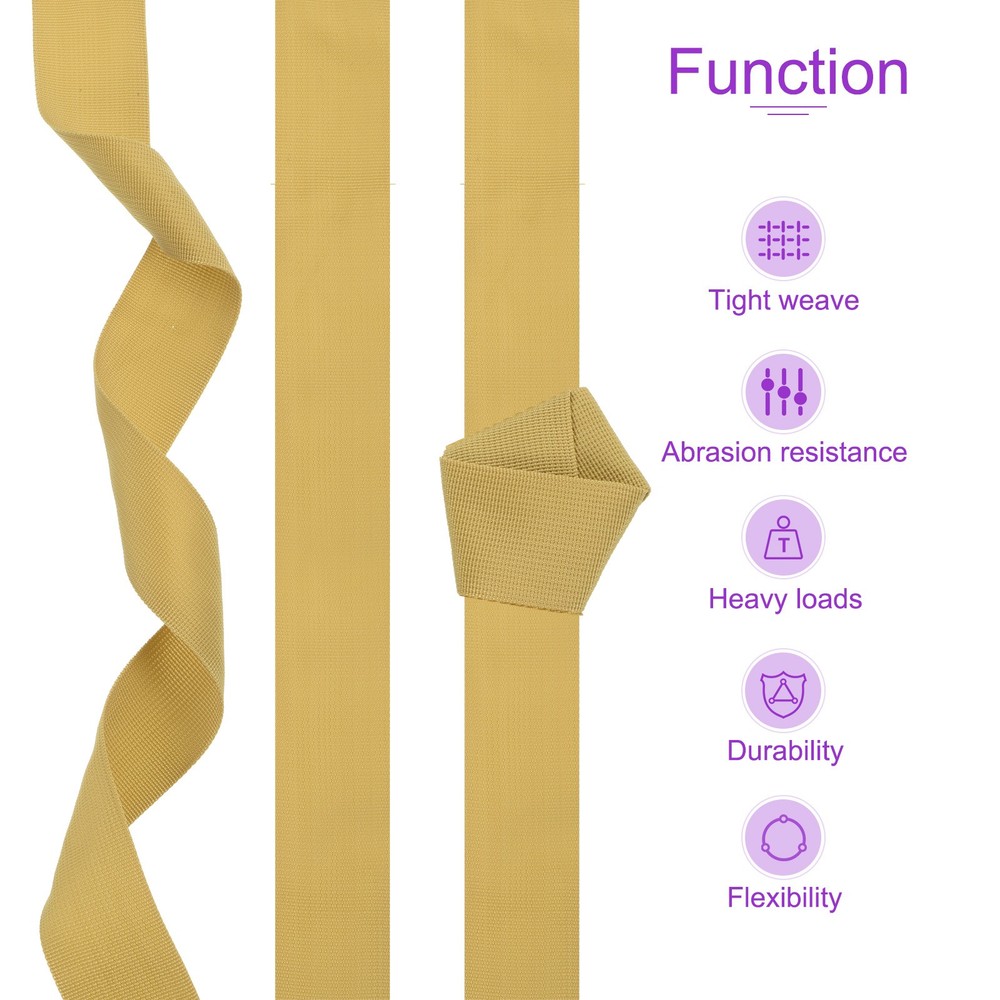 10Yard x 3/4" Width Nylon Webbing Strap Poly Flat Webbing Strapping Gold Tone