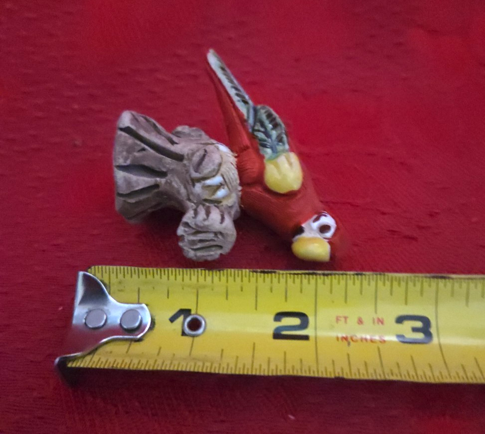 2 Cute Hand-Crafted Parrot Figurines Signed Impressed URPI