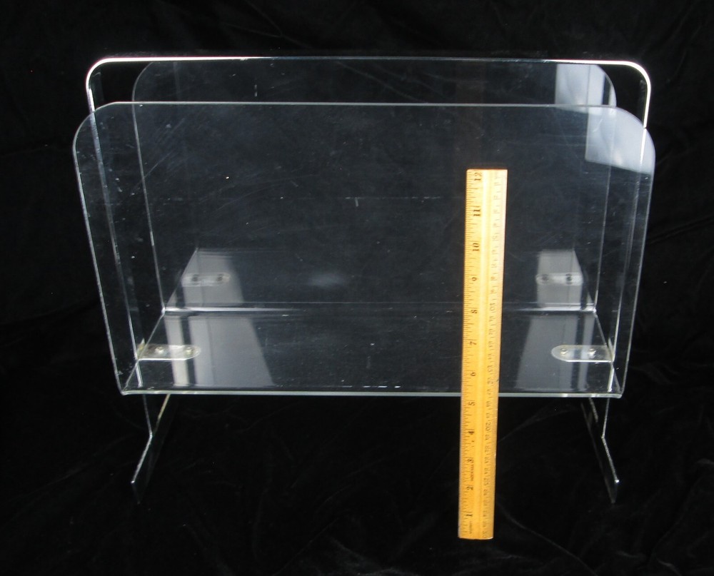 Milo Baughman Attributed Chrome and Lucite Magazine Rack Mid Century Modern