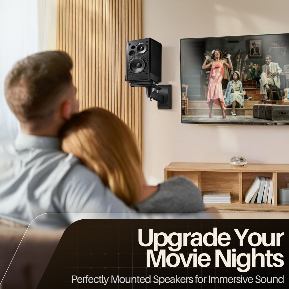 Bookshelf Speaker Wall Mount Adjustable - 2 Pack Speaker mounts Up to 55 lbs