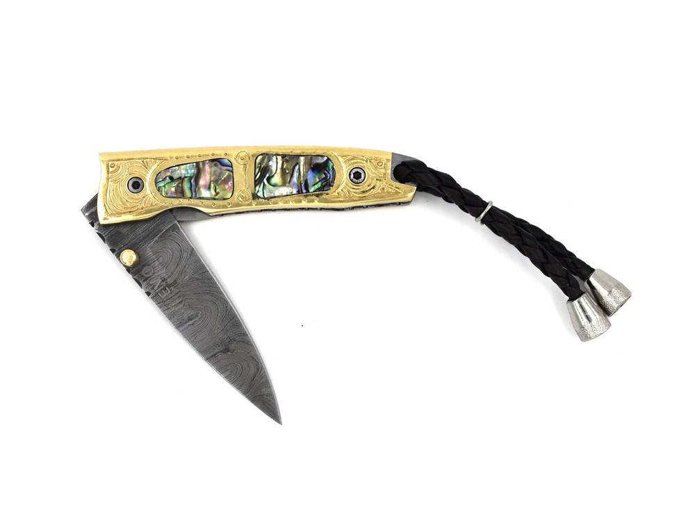 Custom Handmade Folding Knife (Abalone Shell & Brass Handle )