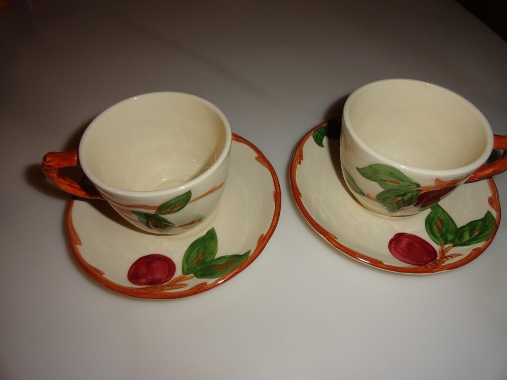 2 Franciscan Apple Coffee Cups and Saucers