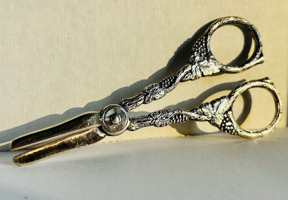 Antique Hans Jensen Silver Plate Grape Design Grape Shears Denmark