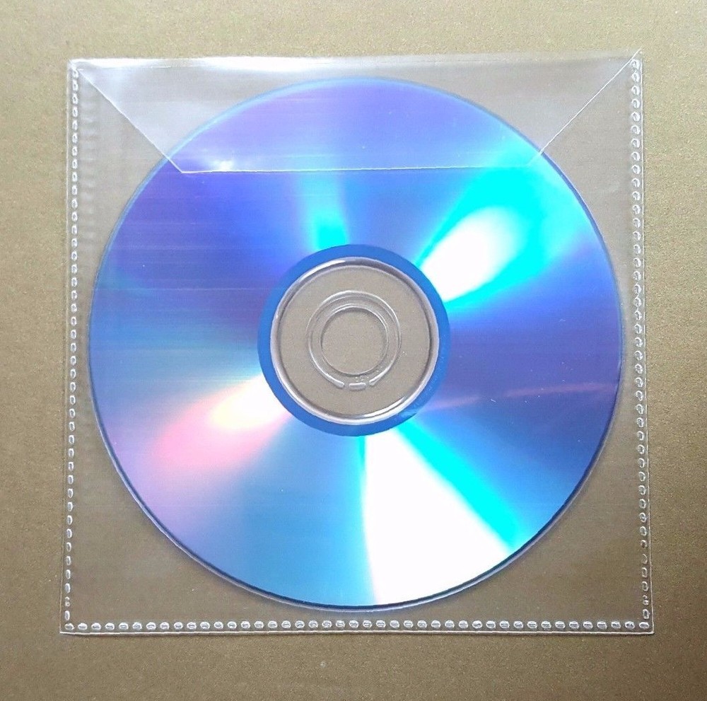 1000 CD DVD CPP Clear Plastic Sleeve with Flap, stitching on borders, 100micron